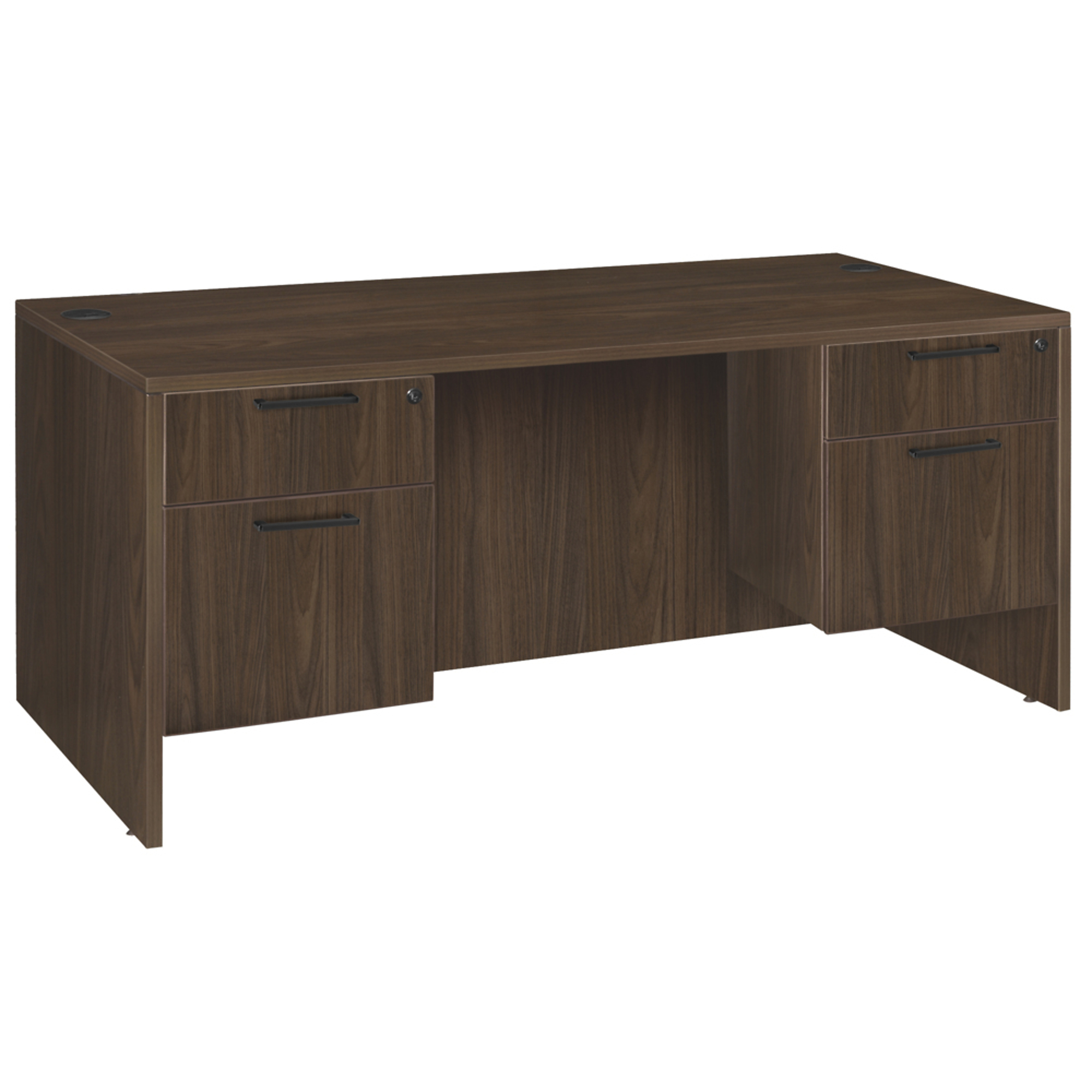 Regency Legacy Office Desk with Double Pedestal Drawer Unit — 66in. x 30in., Neo Walnut, Lockable Drawers, Model# LDP6630NW